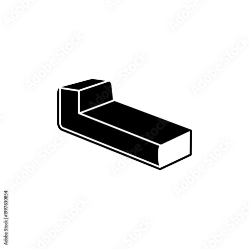 A minimalist depiction of a modern daybed or low couch in stark black silhouette