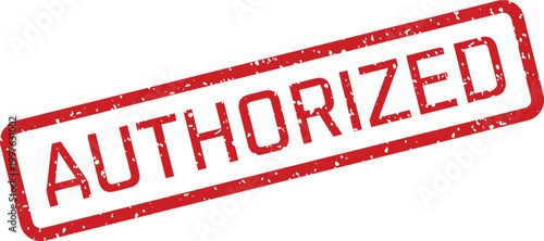 Red 'authorized' stamp on white background official approval and validation