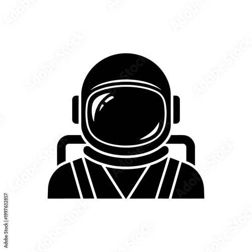 A striking black graphic of an astronaut s helmet and shoulders a bold space exploration silhouette