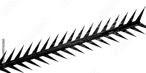 Abstract black grunge spiked spine vector illustration