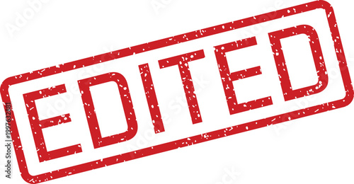 Red 'edited' stamp impression on white background
