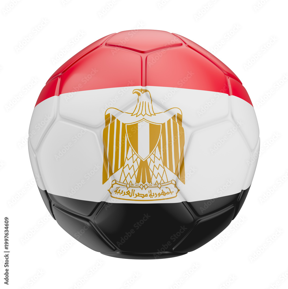 Fototapeta premium 3D Asset - Egypt Flag Soccer Ball with Isolated Background
