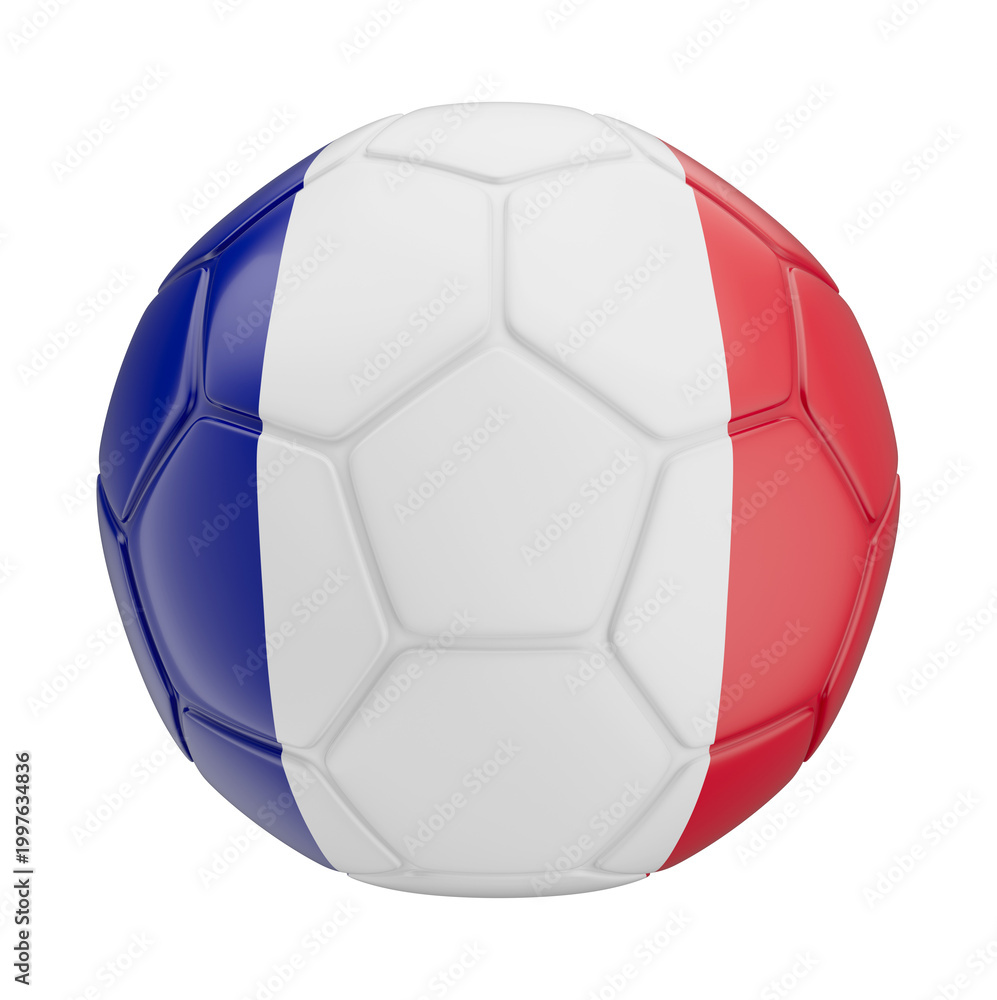 Obraz premium 3D Asset - France Flag Soccer Ball with Isolated Background
