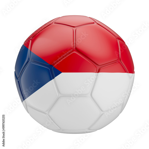 3D Asset - Czech Republic Flag Soccer Ball with Isolated Background