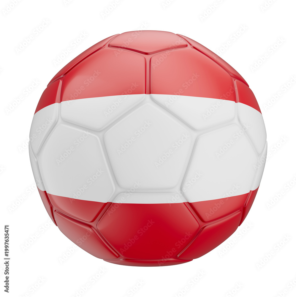 Fototapeta premium 3D Asset - Austria Flag Soccer Ball with Isolated Background