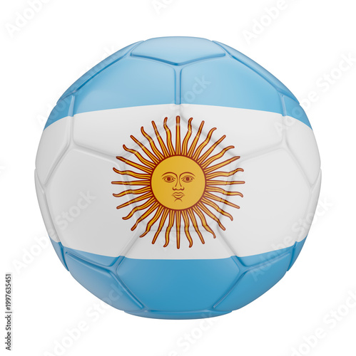 Bild auf Leinwand 3D Asset - Argentina Flag Soccer Ball with Isolated Background