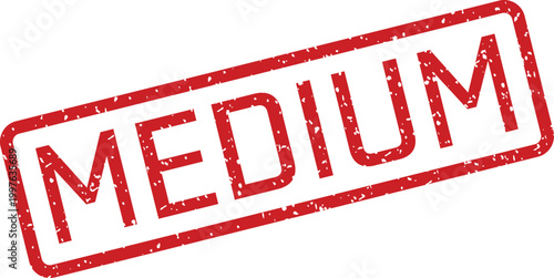 Red rubber stamp with the word 'medium' printed on white background