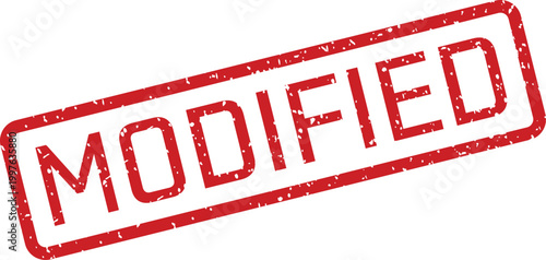 Red 'modified' stamp illustration on white background