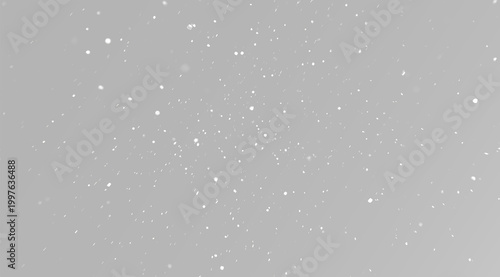 Fotografía Realistic fine white dust particles on grey background, atmospheric floating sno