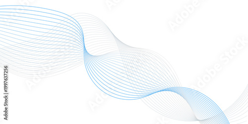 Abstract blue wave lines on transparent background. Digital frequency track equalizer. Vector illustration of style curves used for banners, templates and wallpapers.