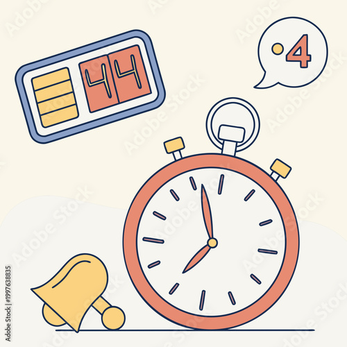 Stopwatch timer with alarm clock and digital display