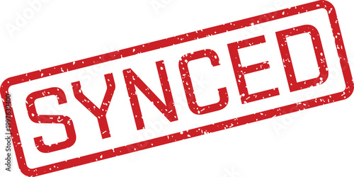 Red 'synced' stamp a visual representation of data synchronization