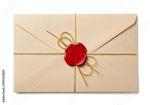 An envelope with a red wax seal