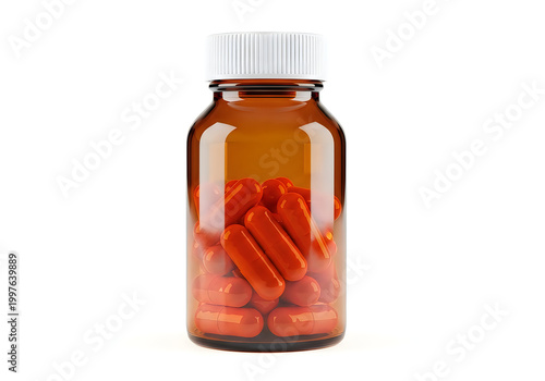 A bottle of orange pills
