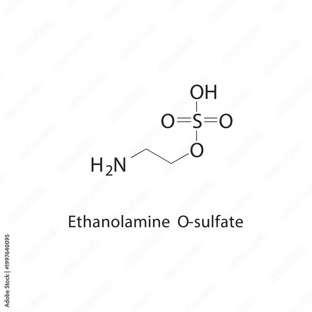 Fototapeta premium Ethanolamine O-sulfate skeletal structure. sulfate compound schematic illustration. Simple diagram, chemical formula.