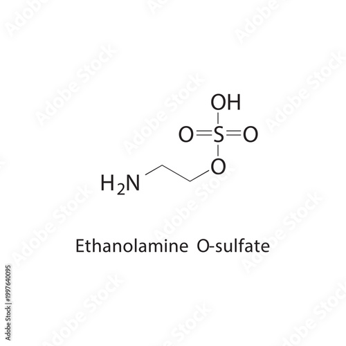 Ethanolamine O-sulfate skeletal structure. sulfate compound schematic illustration. Simple diagram, chemical formula.