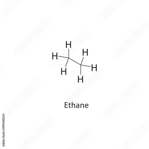 Ethane skeletal structure. alkane compound schematic illustration. Simple diagram, chemical formula.