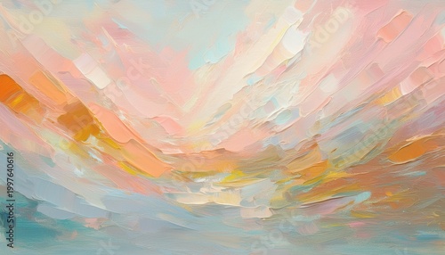 thick impasto oil paint texture with pastel landscape colors abstract background