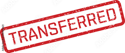 Transferred stamp a red ink impression on white background