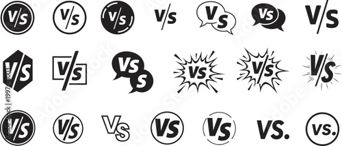 Collection of 'VS' versus symbols and icons. 
