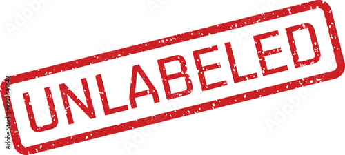 Red 'unlabeled' stamp illustration on white background