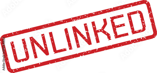 Red 'unlinked' stamp illustration on white background