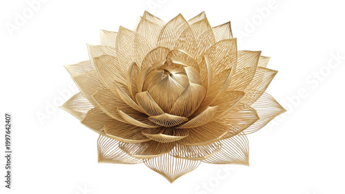 Golden wireframe lotus flower