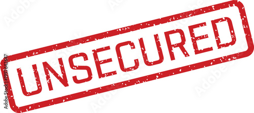 Red 'unsecured' stamp illustration on white background