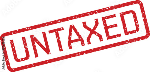 Red rubber stamp with the word 'untaxed' isolated on a white background
