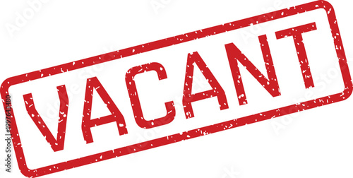 Red 'vacant' stamp signifying an empty or available property or space