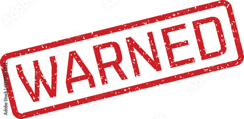 Red 'warned' stamp illustration