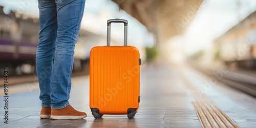 Passenger Waiting for Departure on Train Platform | Adventure and Journey Concept