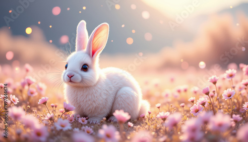 Renacimiento simbólico y pureza en entorno onírico natural con luz cálida. Renovación, inocencia, nuevos comienzos, conexión emocional con naturaleza, ambiente etéreo, simbolismo, calma interior.