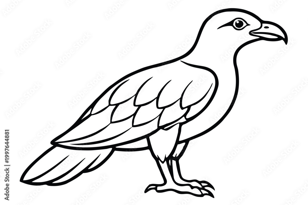 Obraz premium buzzard bird silhouette line art vector illustration with a white background