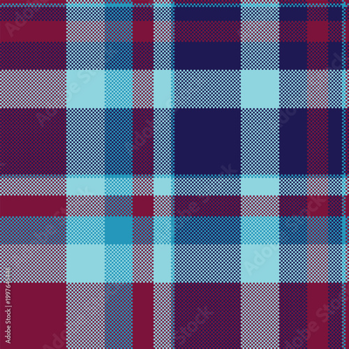 Loft vector check seamless, traditional pattern plaid tartan. Revival texture fabric textile background in cyan and pink colors.