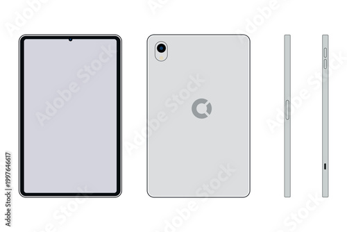 Modern Tablet Vector Mockup Set – Clean Front Back Side View Device Template
