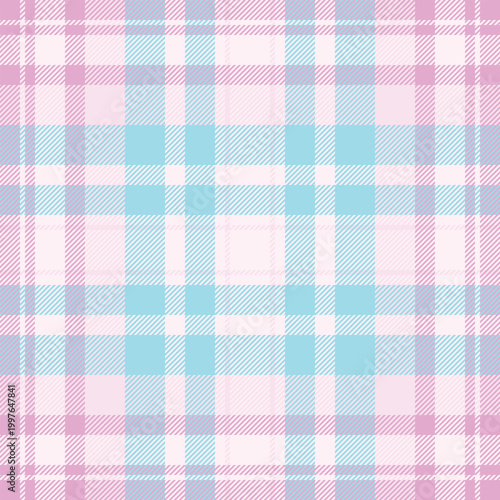 Skill background pattern seamless, fibre check textile fabric. Furry tartan vector plaid texture in light and lavender blush colors.