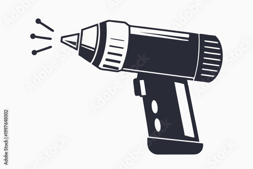 Essential Medical Inhaler Icon in High Contrast Black and White Vector Art