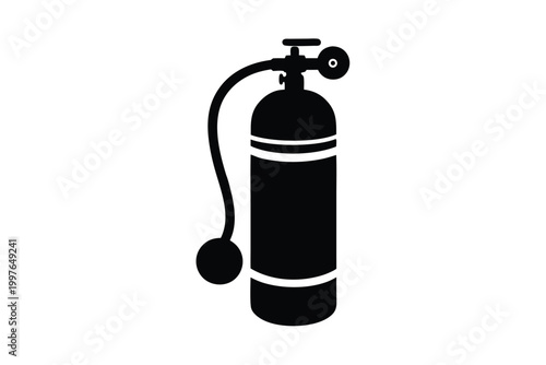 Black Oxygen Tank Icon for Medical Respiratory Therapy and Hospital Care Design