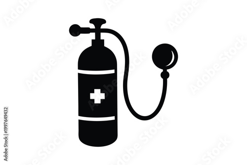 Medical Oxygen Supply Tank Silhouette Icon for Emergency and Clinical Applications