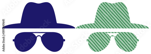 Фотография Two anonymous figures with hats and sunglasses representing disguise and mystery