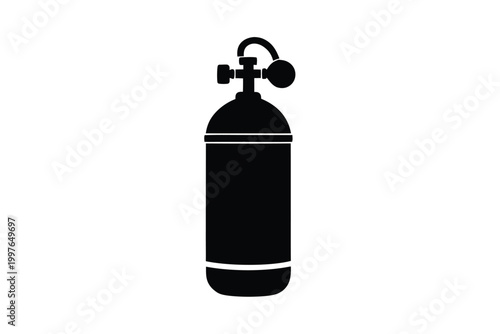 Medical Gas Cylinder Silhouette Icon for Oxygen Therapy and Respiratory Health