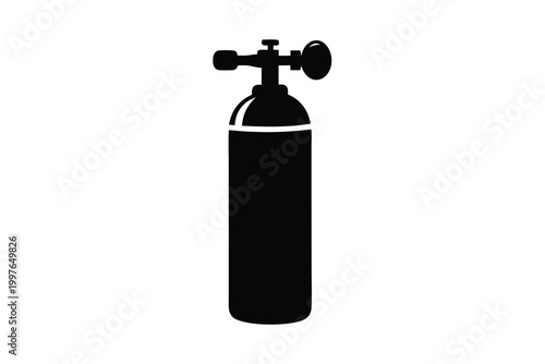 Silhouette of Medical Oxygen Tank Icon for Healthcare Respiratory Treatment Systems