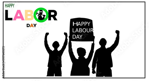 happy issue workers vector Labor colorful banner awareness