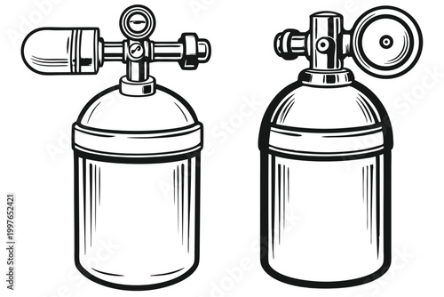 Black Silhouette of a Medical Oxygen Cylinder for Hospital and First Aid Design