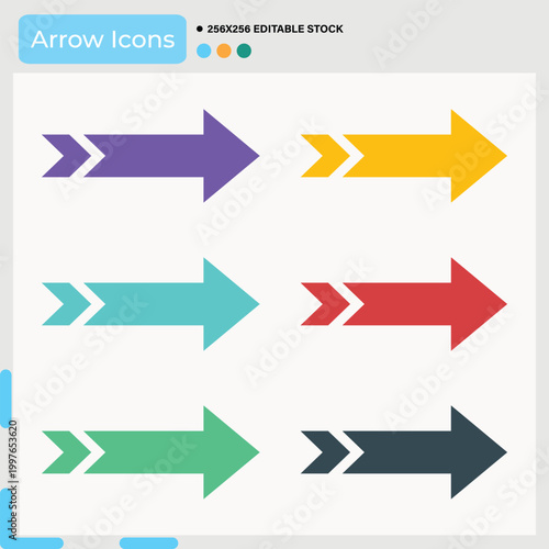 Colorful arrow icons set with dark gray colorful collection direction