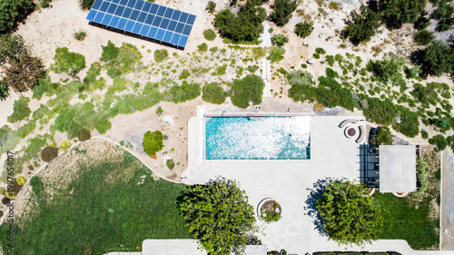 aerial of solar with pool