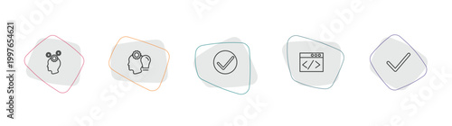 startup stategy and outline icon set. linear vector for ui, web and mobile. thin line strategy thought, humanpictos, success icons.