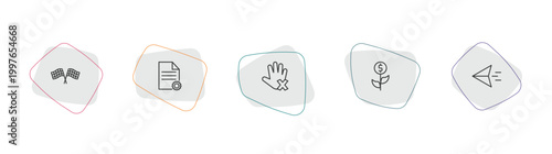 success outline icon set. linear vector for ui, web and mobile. thin line finish flag, project, restrict icons.