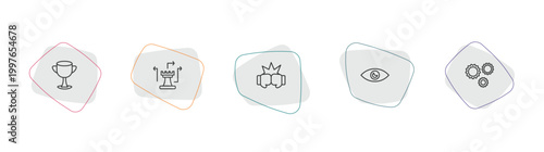 success outline icon set. linear vector for ui, web and mobile. thin line cup, strategy game, fight icons.